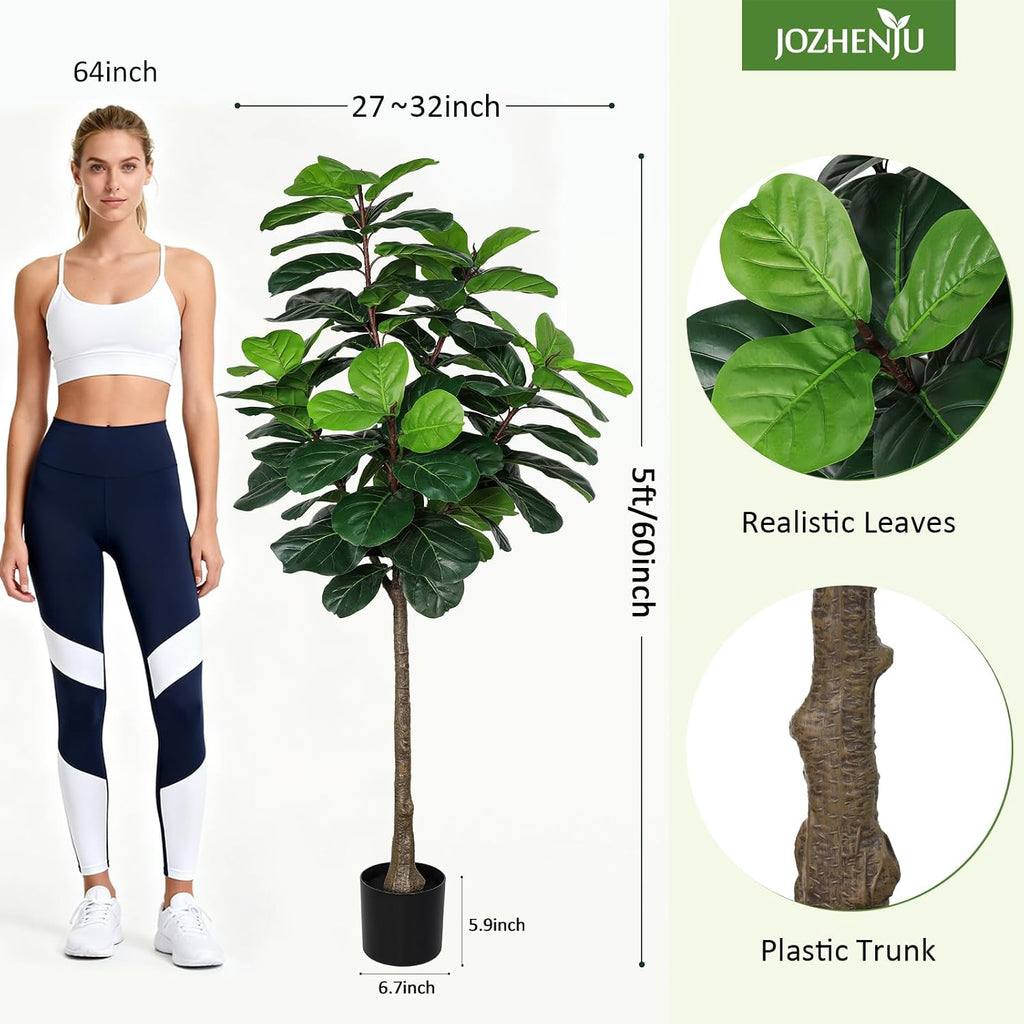 5Ft Artificial Fiddle Leaf Fig Tree Indoor Decor