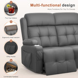 RV Loveseat Recliner Sofa, Massage Wall Hugger Recliners Couch with USB Port, Side Pockets, Cup Holders