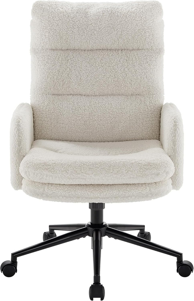 High-Back Home,Upholstered Desk Chair with Armrests,Height Adjustable Armchair with Wheels, Swivel Office Desk Chair