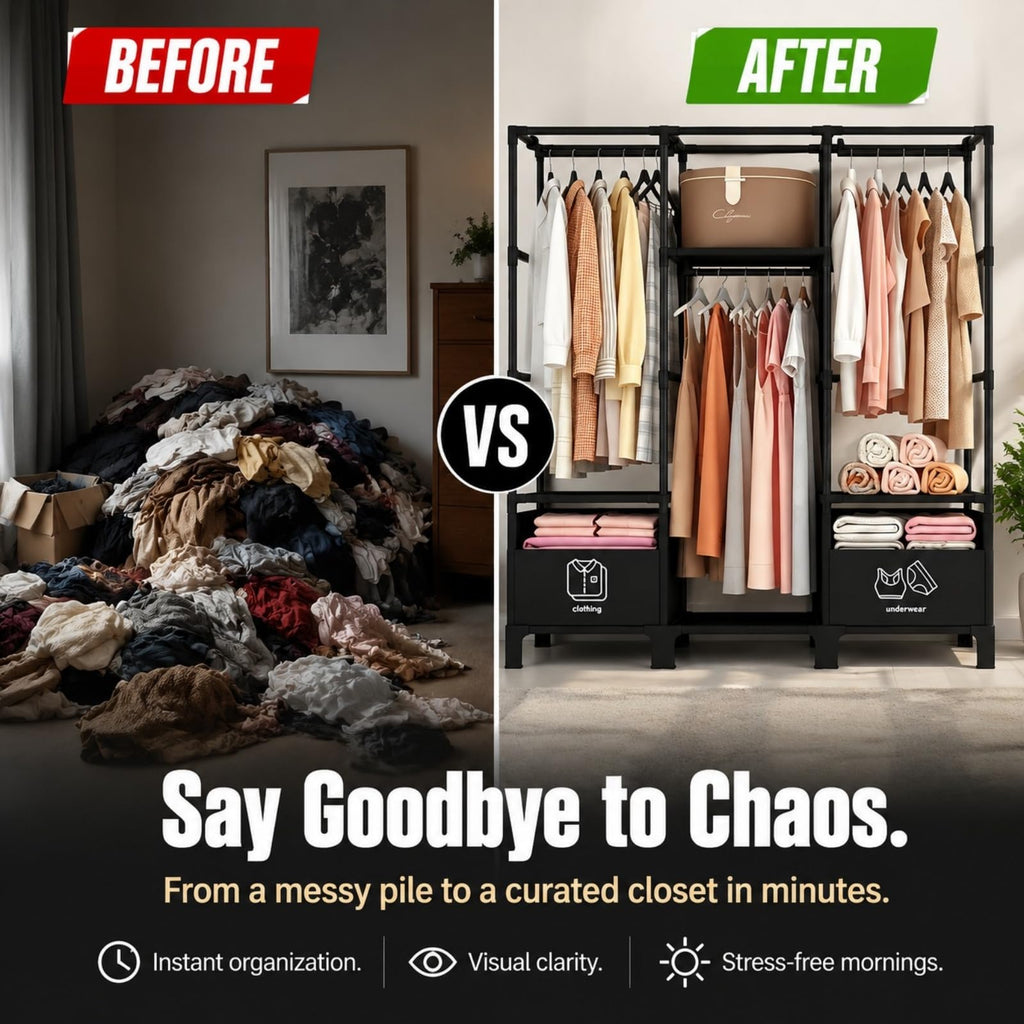 Portable Closet, Large Capacity Wardrobe Closet, Easy Assembly