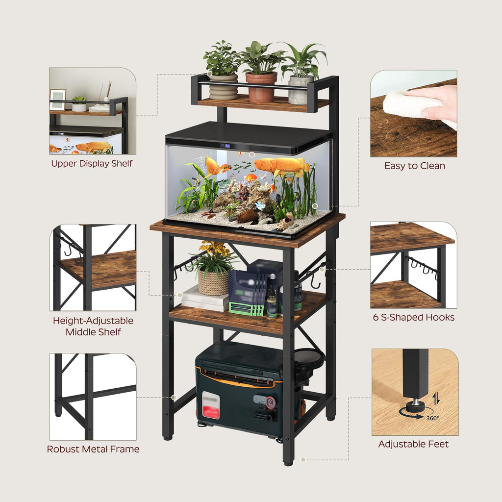5-10 Gallon Fish Tank Stand, Aquarium Stand with Adjustable Shelf