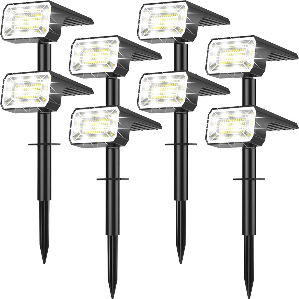 800Lumens Solar Spot Lights Outdoor, 8 Pack Solar Landscape Lights, 100 LEDs, 4 Lighting Modes, IP65 Waterproof