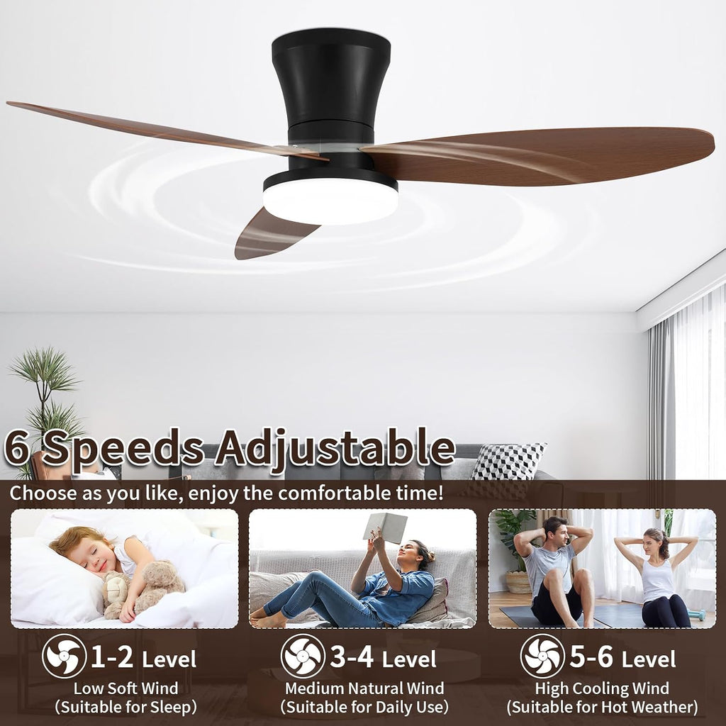 40 inch Ceiling Fan with Lights, Flush Mount with Remote Control