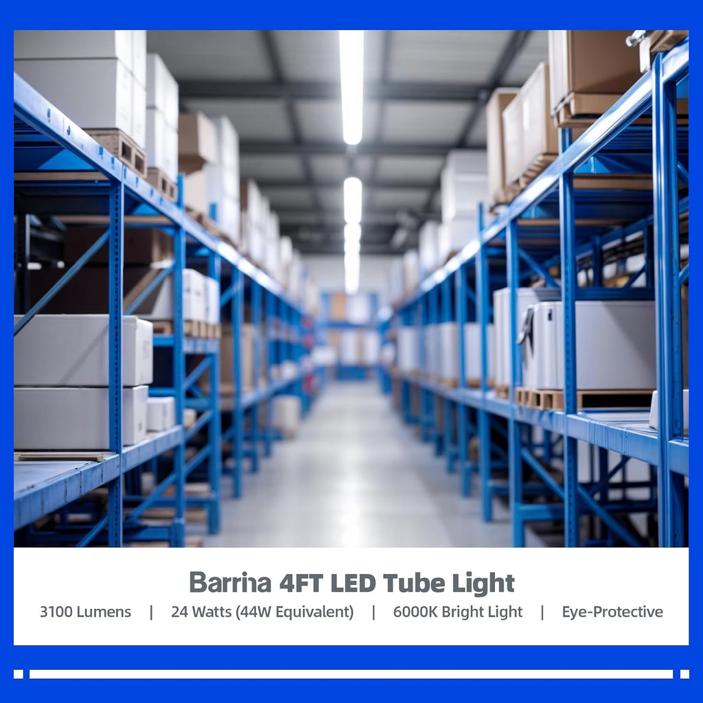 T8 LED Bulbs 4 Foot, 24W 3500LM, 6000K Bright Light, Ballast Bypass
