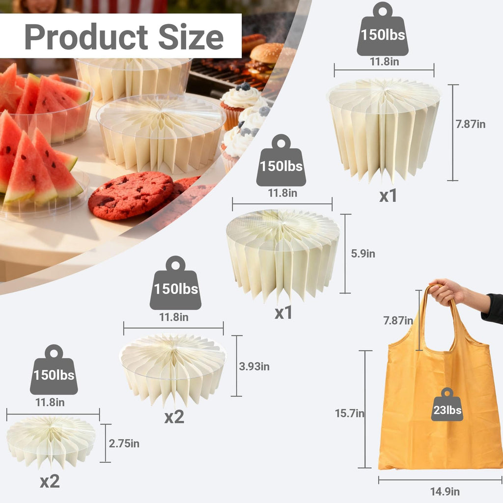 6Pcs Foldable Buffet Risers, Food Risers Display Stands For Party