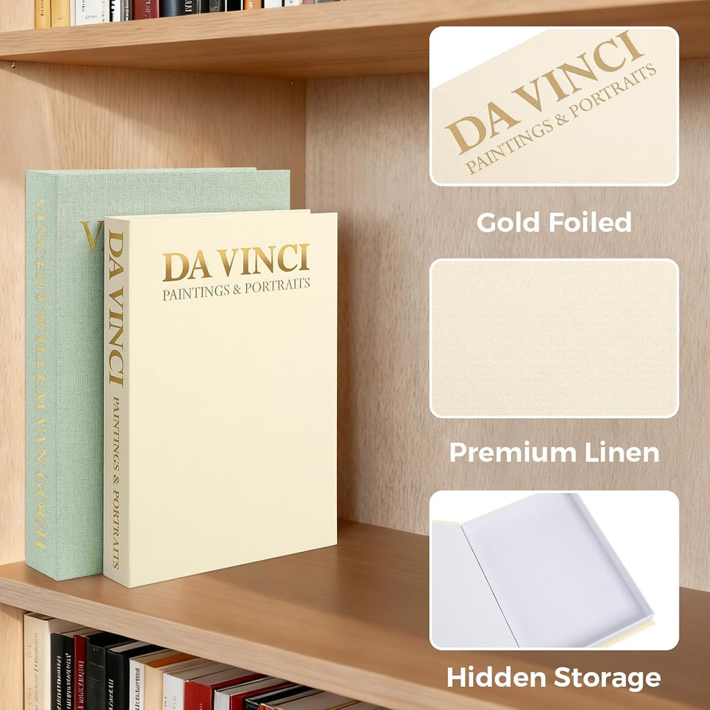 Decorative Books, Faux Book Storage Boxes Decor, Aesthetic Fake Book Box for Coffee Table, Bookshelf - Set of 2