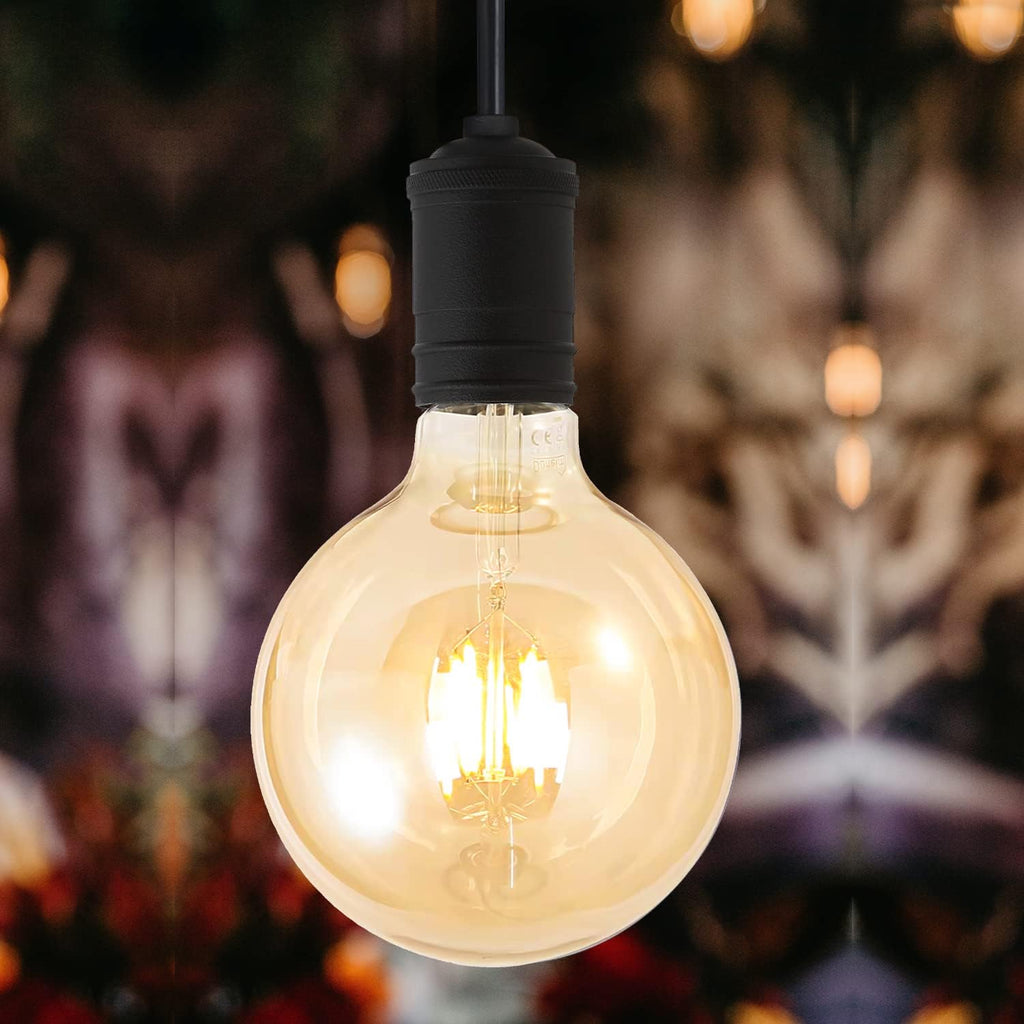 LED Bulbs 60 Watt Equivalent, 2 Pack 6W G125 Led Globe Bulbs, Antique Vintage Light Bulbs Amber, E26 LED Edison Light