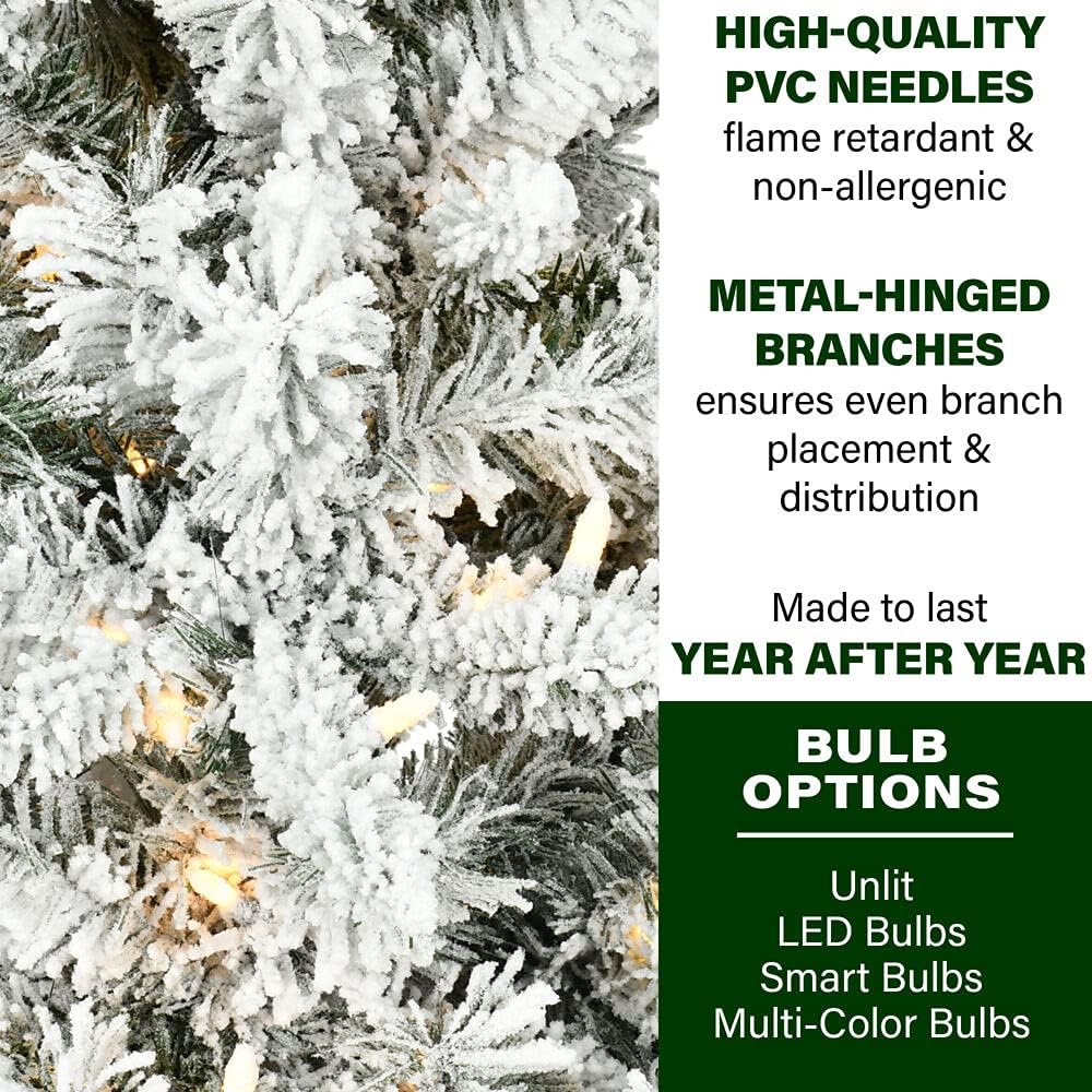 7.5-Ft Slim Mountain Pine Snow Flocked Christmas Tree
