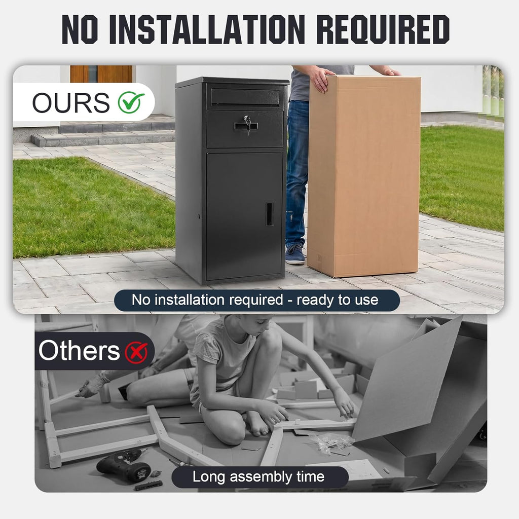 Extra Large Outdoor Package Delivery Box 40"x20"x20" Lockable Waterproof Anti-Theft Parcel Drop Box Secure Package