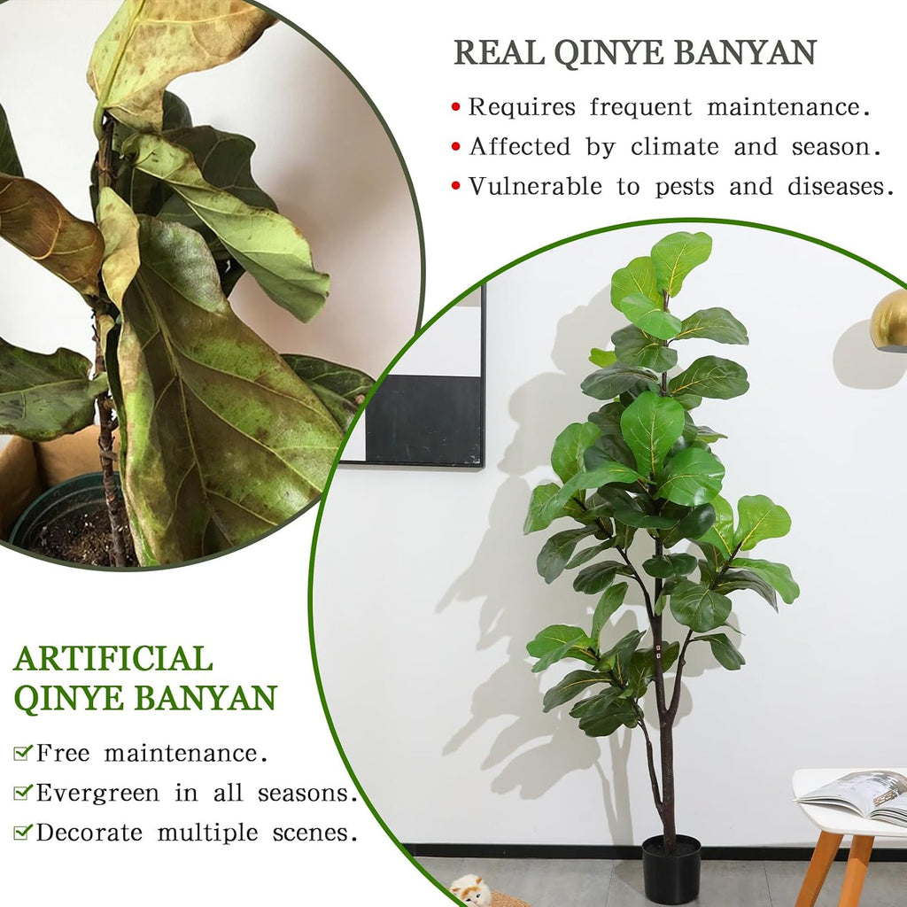 6ft Fiddle Leaf Fig Tree Artificial Plant in Pot Home Decor