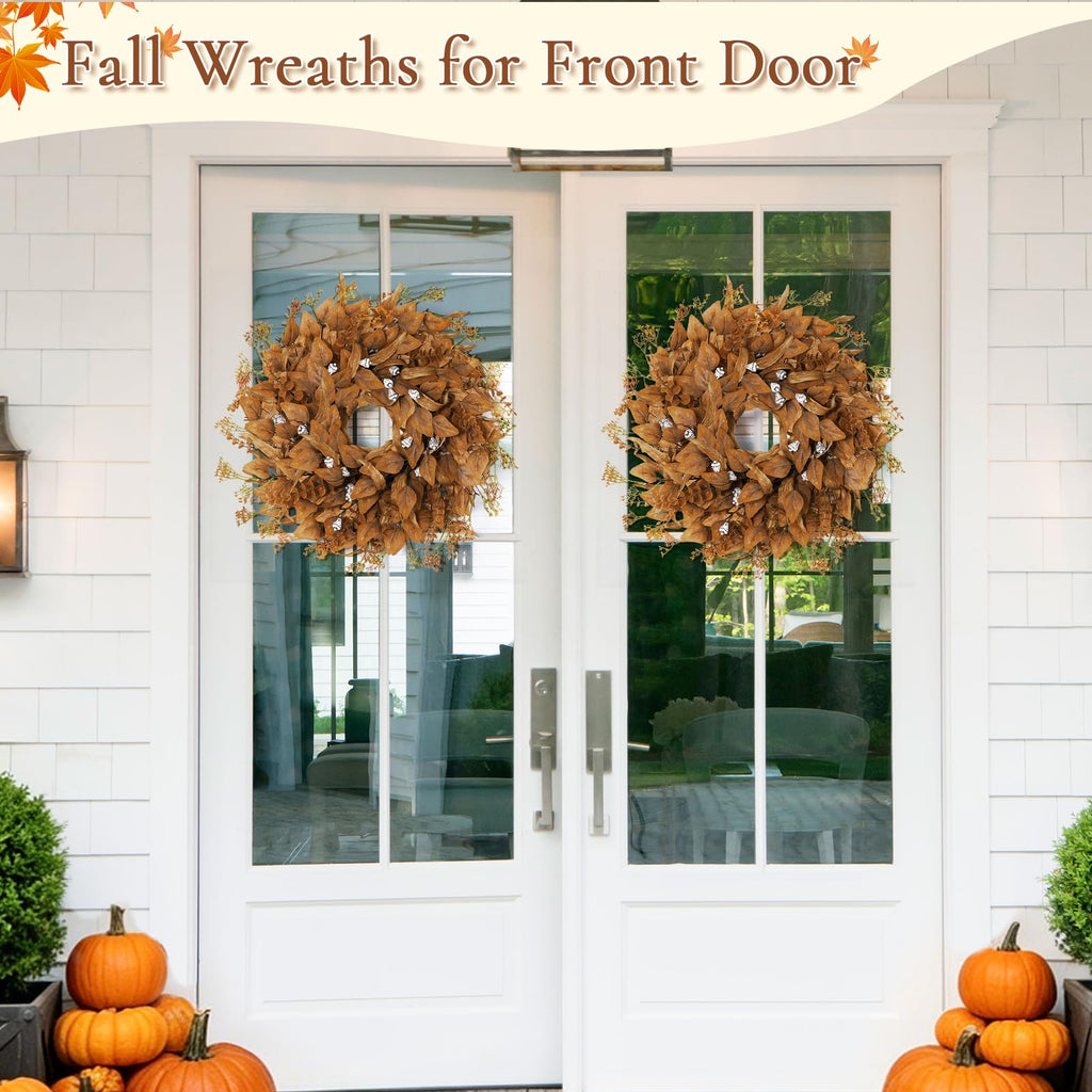 28 Inch Fall Wreath for Front Door, Artificial Eucalyptus Porch Decor