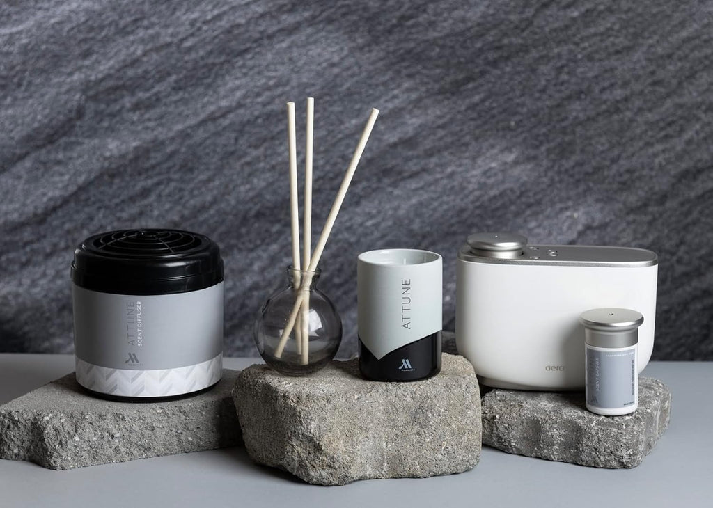 Attune Candle - Notes of Fuji Apple, Rose, and Cassis - Hand-Poured Soy Wax Blend in Gray Porcelain Jar - Set of 92