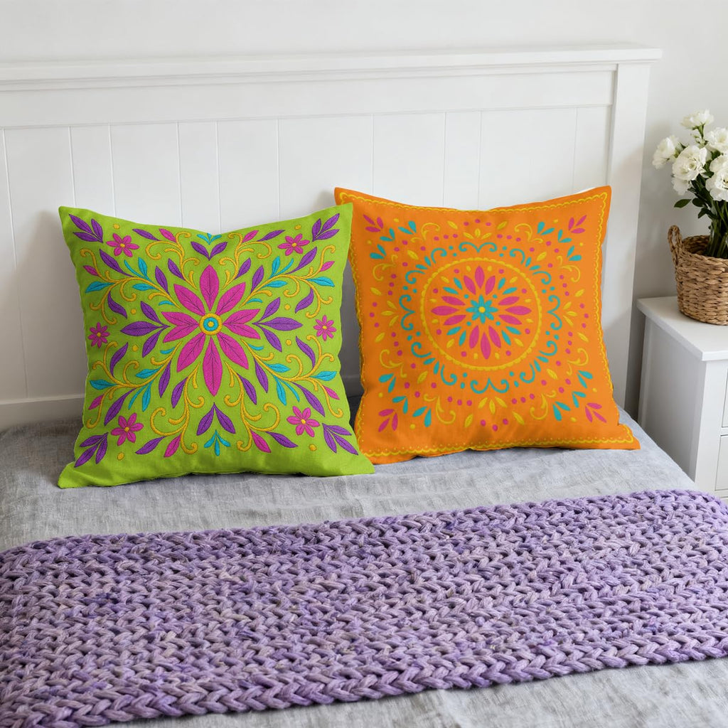 Boho Mandala Pillow Covers 18 x 18 Inches Set of 4 Colorful Floral Mexican Geometric Pillowcase Decoration Cushion