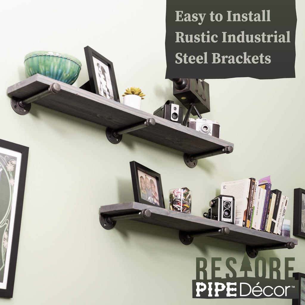 Industrial Pipe Wooden Shelves Restore by Premium Douglas Fir Wood Shelving 36 Inch Length Set of 2 Boards and 6