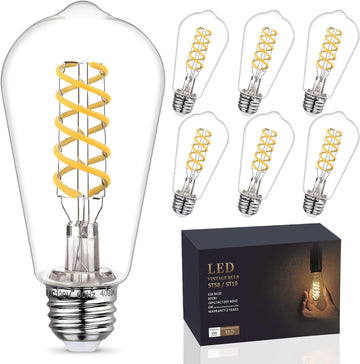 6Pack Dimmable Vintage LED Edison Bulbs, Neutral White 4000K