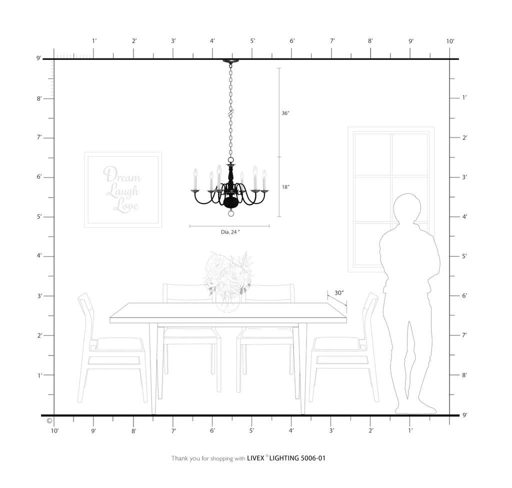 5006-01 Williamsburgh 6-Light Chandelier, Antique Brass
