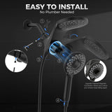 High Pressure Rain Shower Head with Handheld Spray Combo: Detachable Dual Shower Head with 10 Sprays Modes