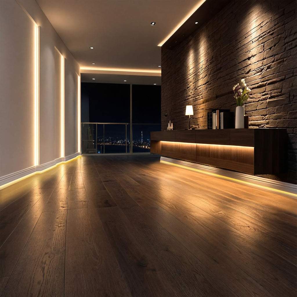 Baseboard Molding with LED Duct, 2.6FT White,6 Pcs,Stylish