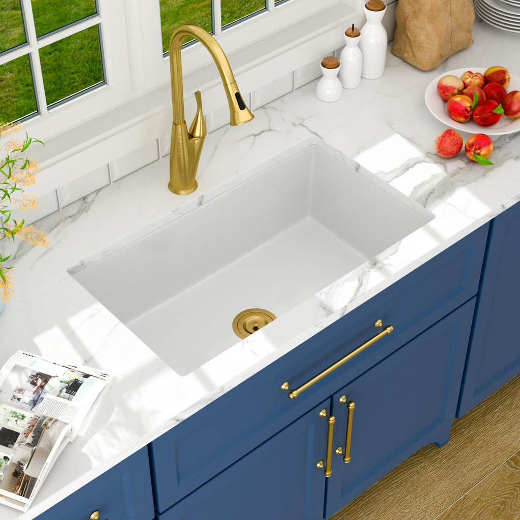 32" White Undermount or Drop Sink Fireclay