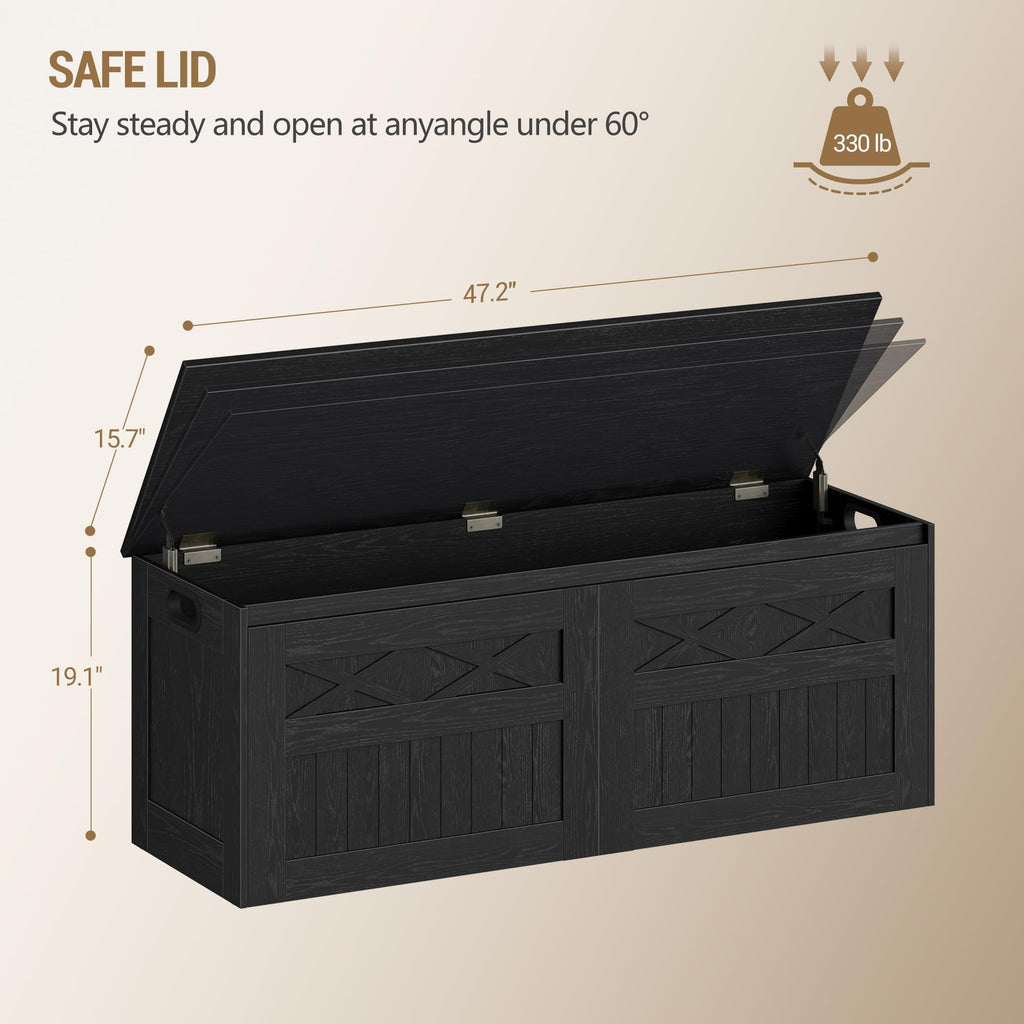 47 inches Rustic Storage Chest and Bench | 59 Gal | 330lb Seat