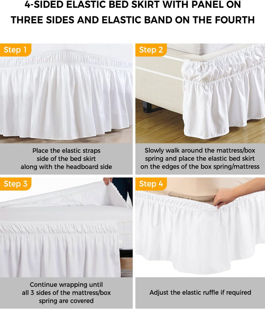 Sage Green Buffalo Plaid Bed Skirt King Size 18 Inch Drop, Adjustable Elastic Bedskirt Dust Ruffle for King Size Bed