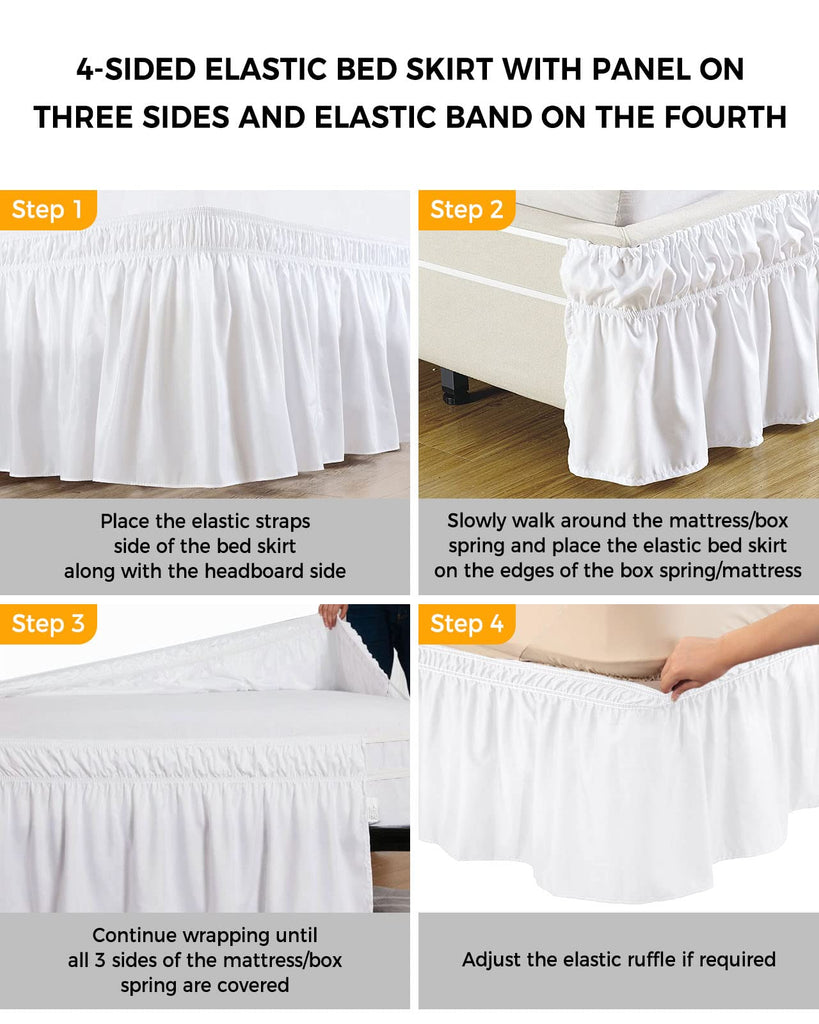 Gradient Turquoise Bed Skirt Queen Size 18 Inch Drop, Adjustable & Elastic Wrap Around Bed Skirts Pleated Luxury Dust