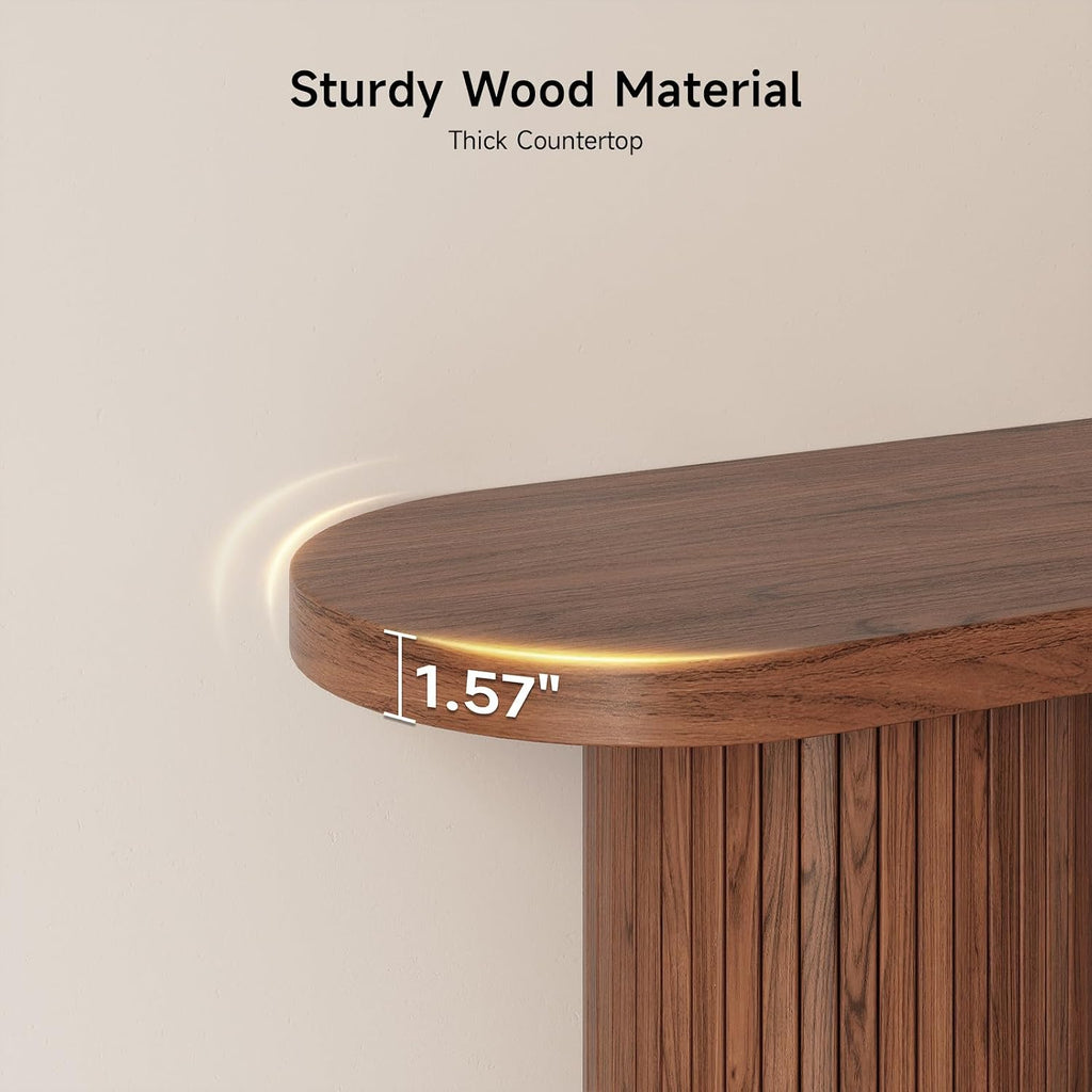 55 Inch Fluted Entryway Table, Wood Console Table, Couch Tables Behind Sofa, Farmhouse Style, Modern Sofa Stand for