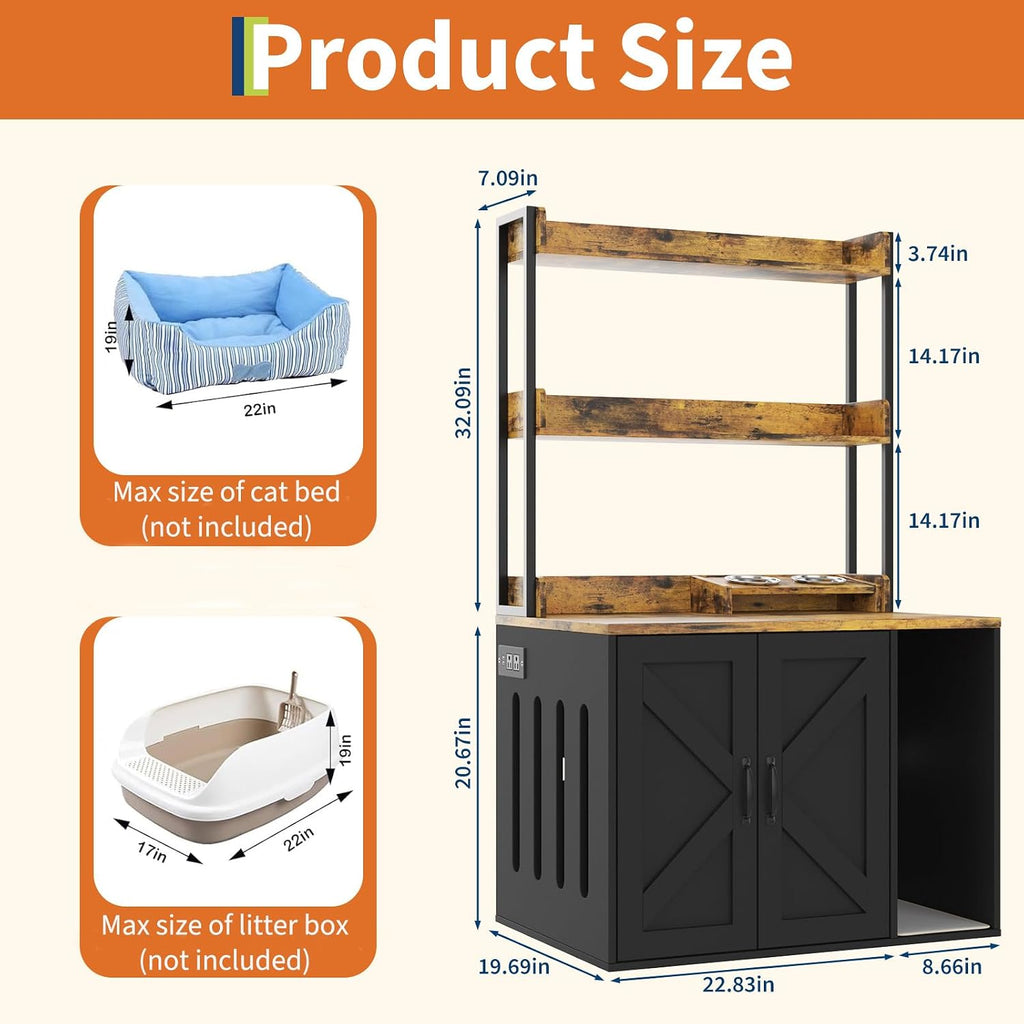 53" H Cat Litter Box Enclosure Hidden Litter Box Furniture