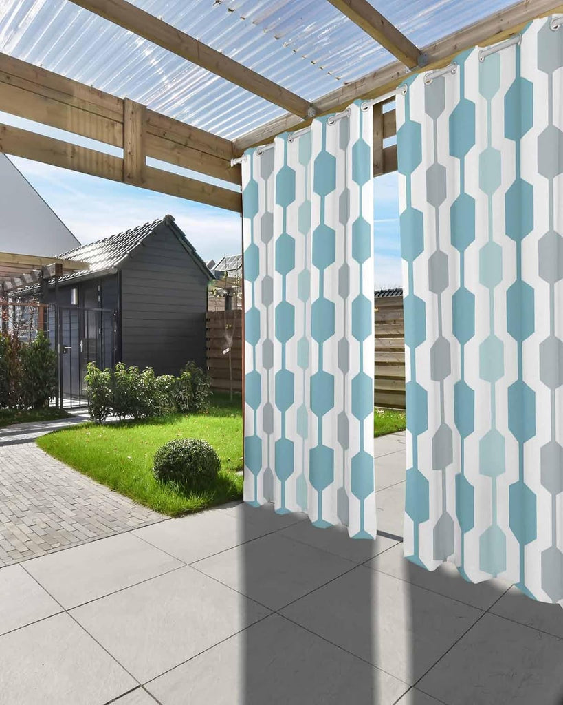 Outdoor Curtains Waterproof, Mid-Century Modern Privacy Screen Outdoor Front Porch Decor, Grommet Outside Curtains