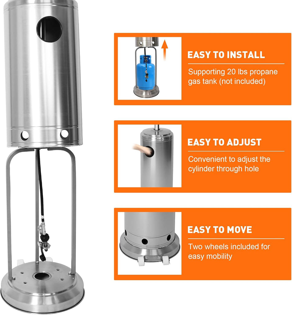 Patio Heater, 36,000 BTU Outdoor Propane Heater, 7 FT Outdoor Patio Heater with Wheels, Tip-Over Protection , Garden