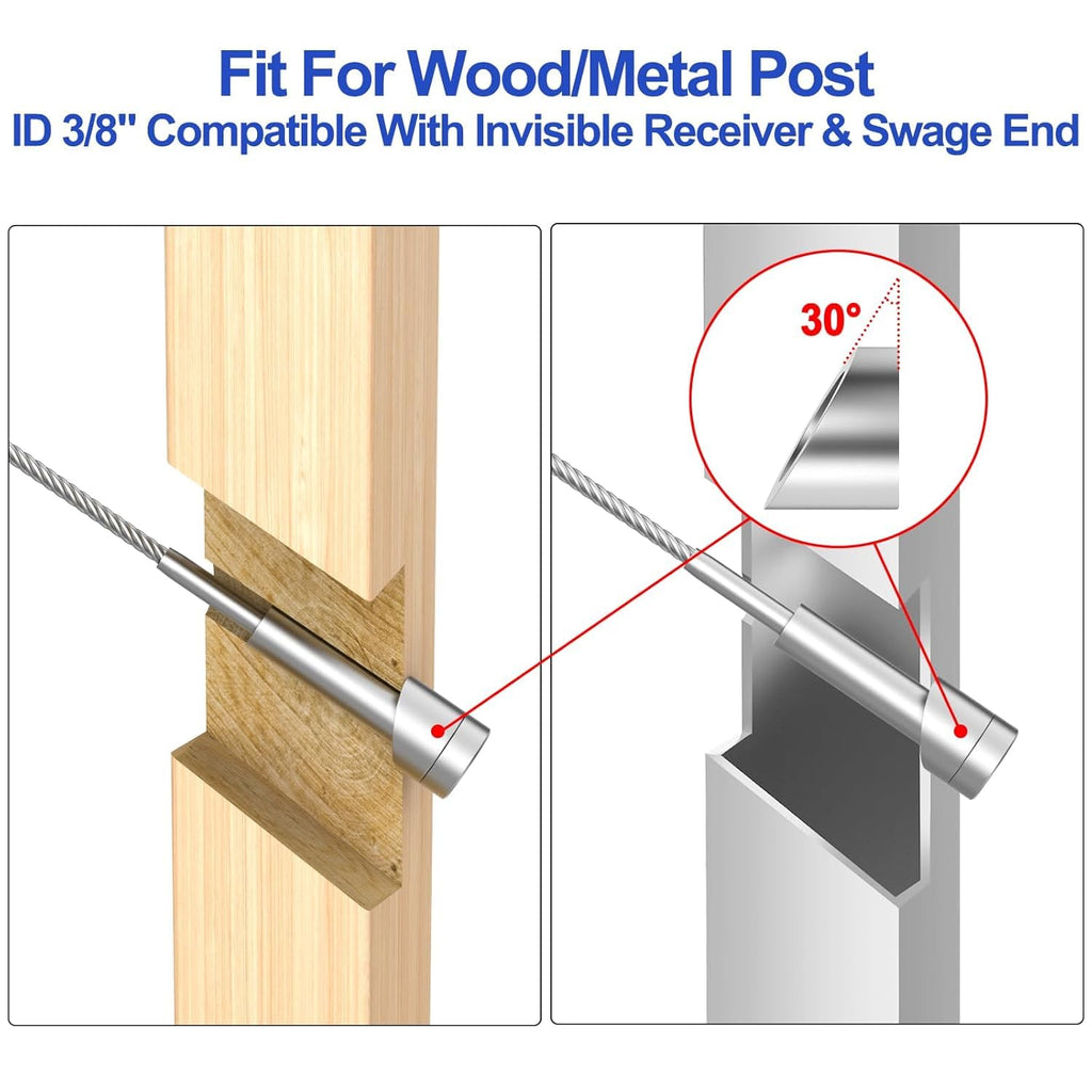 50 Pack 3/8" ID Angle Beveled Washer 25 30 35 Degree for 1/8" 5/32" 3/16" Deck Stair Cable Railing Kit for Wood Metal