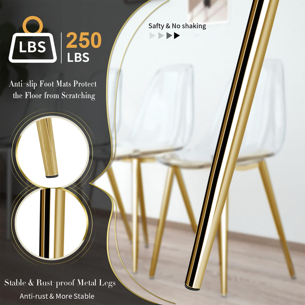 Clear Dining Chairs Set of 4, Modern Kitchen Chairs with Transparent Seat, Acrylic Accent Side Chairs with Plating