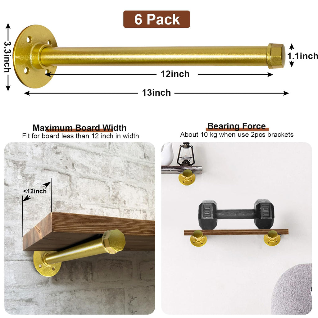 12 Inch Industrial Pipe Clothes Bars, Heavy Duty Wall Mounted Clothes Rack for Hanging Clothes, Closet & Laundry Room