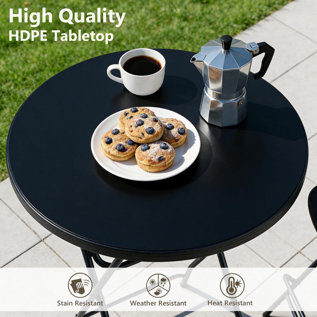 Folding Table 2 Pack, 32 Inch Foldable Cocktail Bar, High Top Round Folding Bar Tables No Assembly, Portable Bistro &