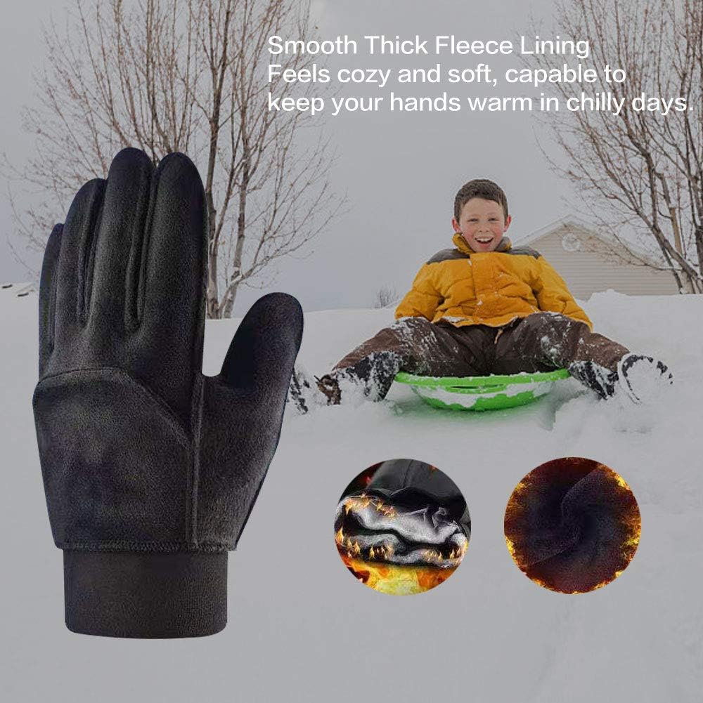 Kids Winter Gloves Back Water Repellent Touchscreen Warm Fleece Anti-Slip for Boys Girls Teen