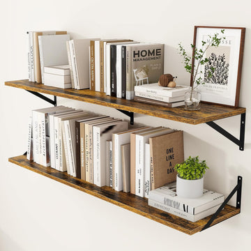 48W x 12D Deep Floating Shelves Set of 2 Rustic Brown