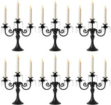 Metal 3 Arm Candelabra with Crystal Pendants - 11.8 Inch Tall Candle Holders, Set of 2 - Elegant Taper Candlestick