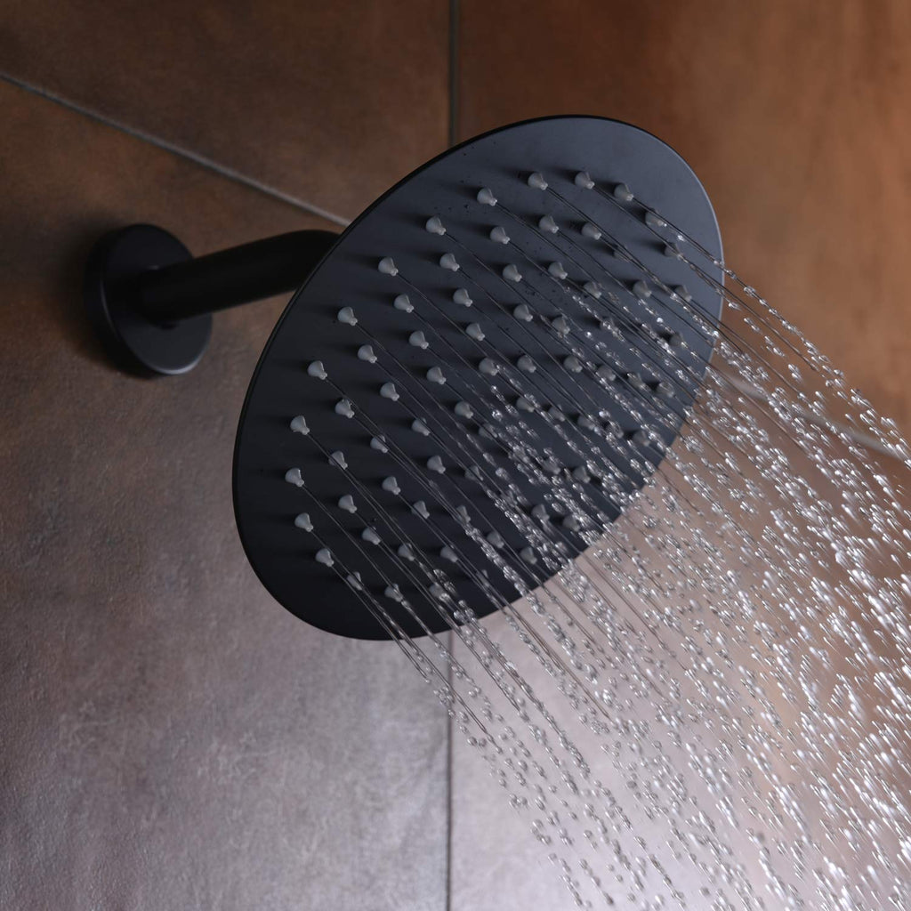 Matte Black Shower Faucet Set, 8 Inches Rain Shower Head