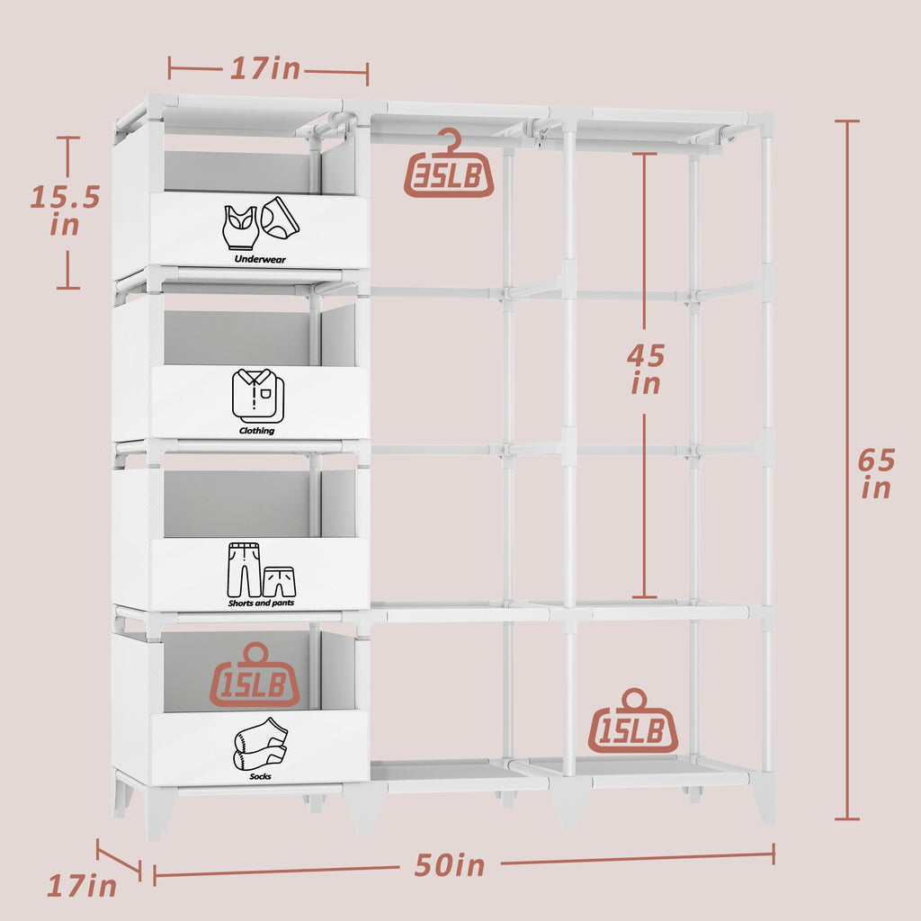 Portable Closet, Easy Assembly, Large Capacity Wardrobe Closet