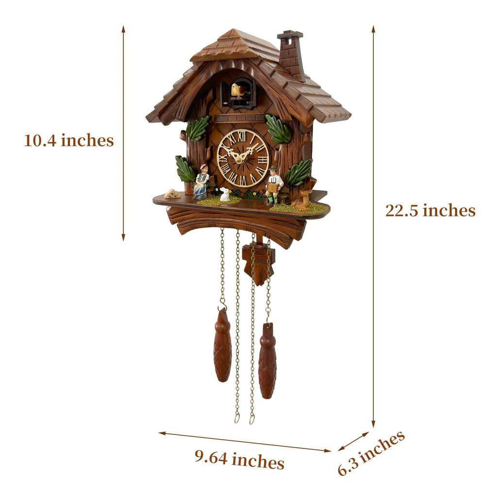 Musical Cuckoo Clock for Wall, Black Forest Chalet, Quartz