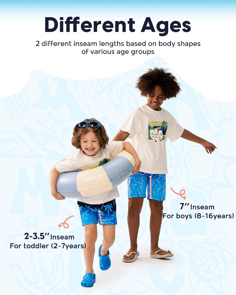 Boys Swim Trunks with Compression Liner Toddler Stretch Swim Shorts