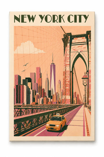 Retro New York Brooklyn Bridge Wall, Apartment Decor