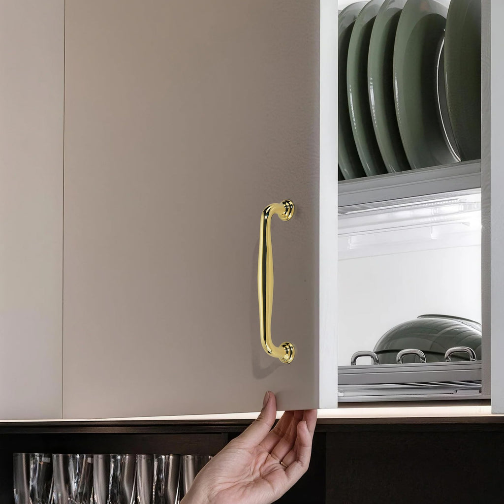 10 Pack Cabinet Handles-3.8"/96mm Screw Spacing Polished Gold Furniture Hardware Handles Cabinets Bedroom Dresser