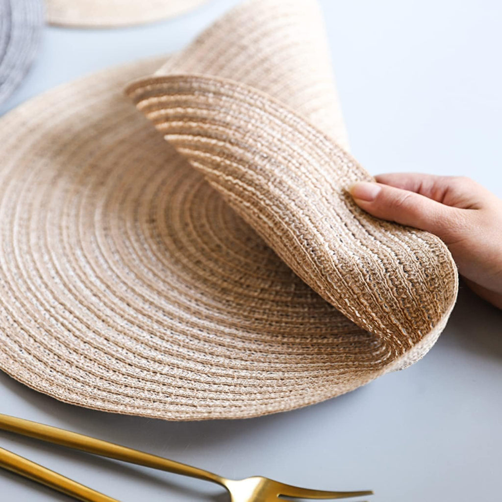 Inch Round Placemats for Dining Table Fabric Table Mats Washable Round Braided Placemats for Dining Table - Set of 6
