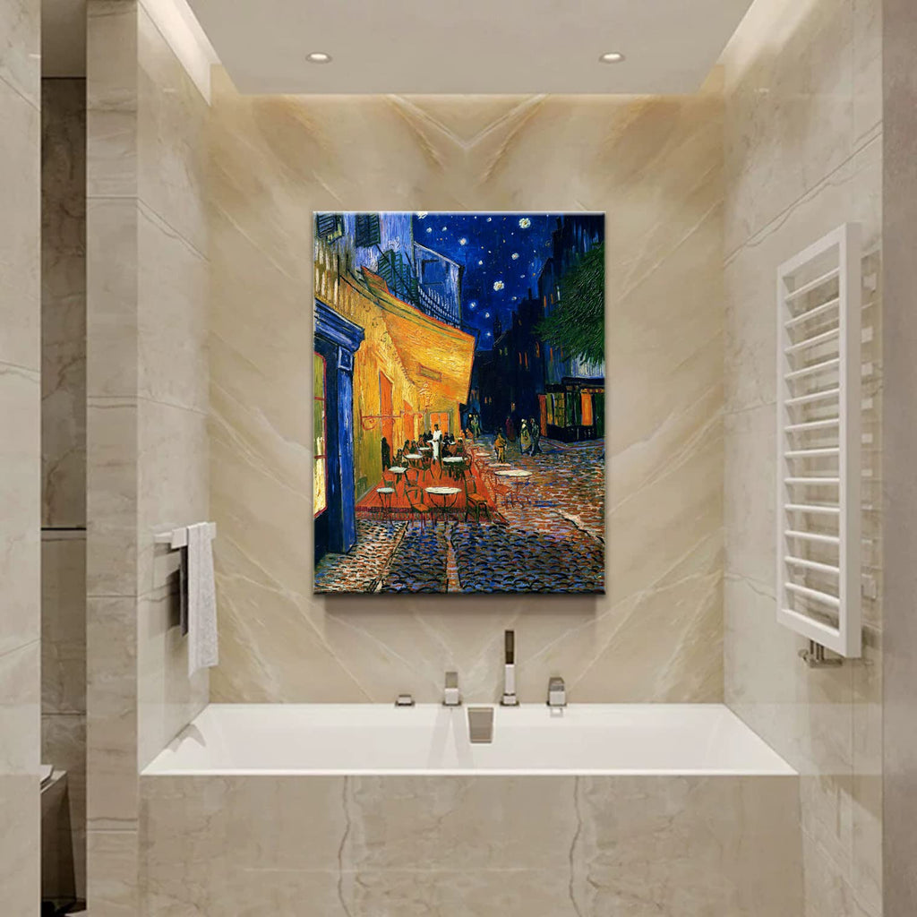 Vincent Van Gogh Canvas Wall Art Cafe Terrace At Night Painting Classic Artwork Bedroom Home Kitchen Decorations 24"