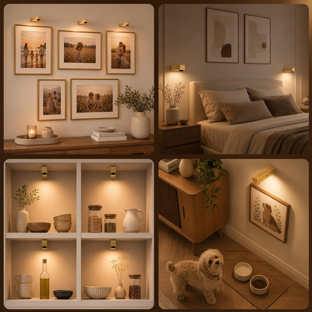 Picture Lights for Wall with 90° Adjustable Head, Metal Rechargeable LED Art Lights with Remote, 3CCT Dimmable