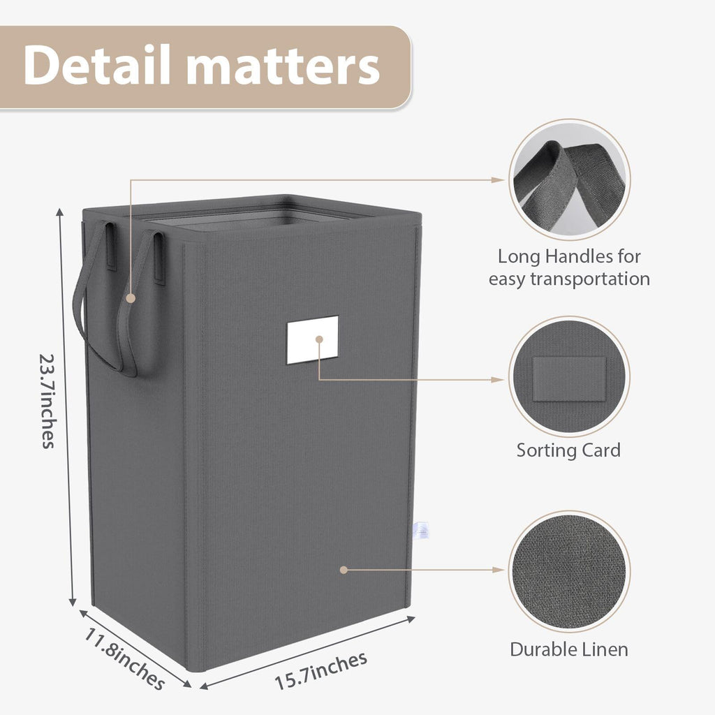 210L Laundry Hamper Collapsible with 2 Washable Laundry Bags, Dirty Clothes Hamper,Laundry Basket with Handles