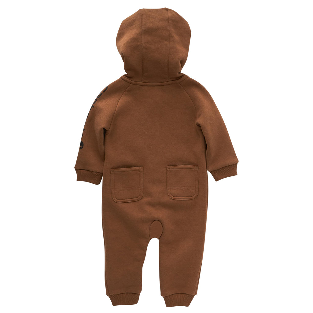 Baby Boys' Long-Sleeve Hooded Zip-Up Footless One-Piece Coverall, Brown