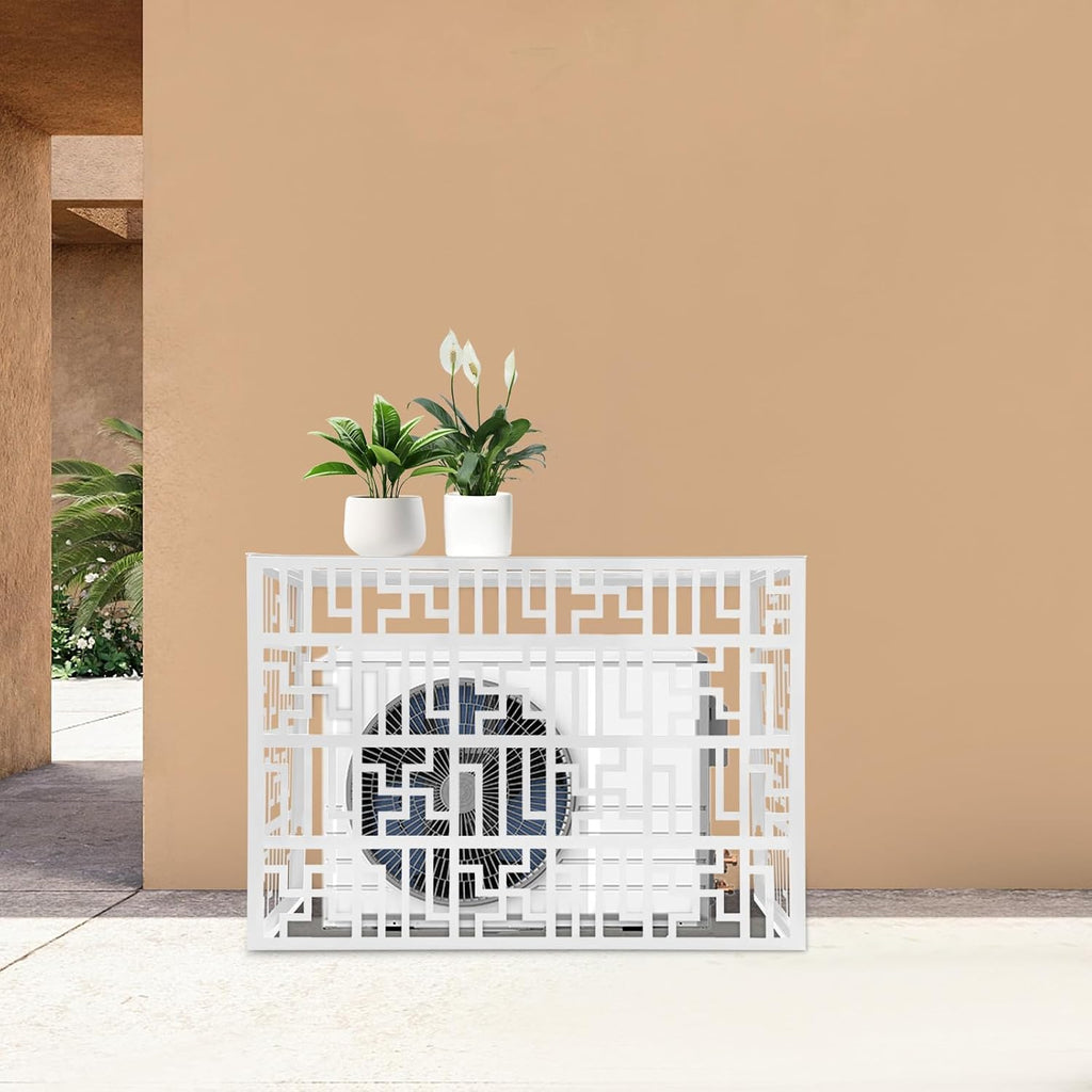 Air Conditioner Fence, White Aluminum Alloy Outdoor Privacy Screens, Air Conditioner Screen Panels for AC Unit