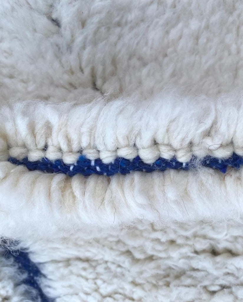 Beni Ourain Moroccan Rug, Cream Blue Diamond Lattice (5x7 ft)